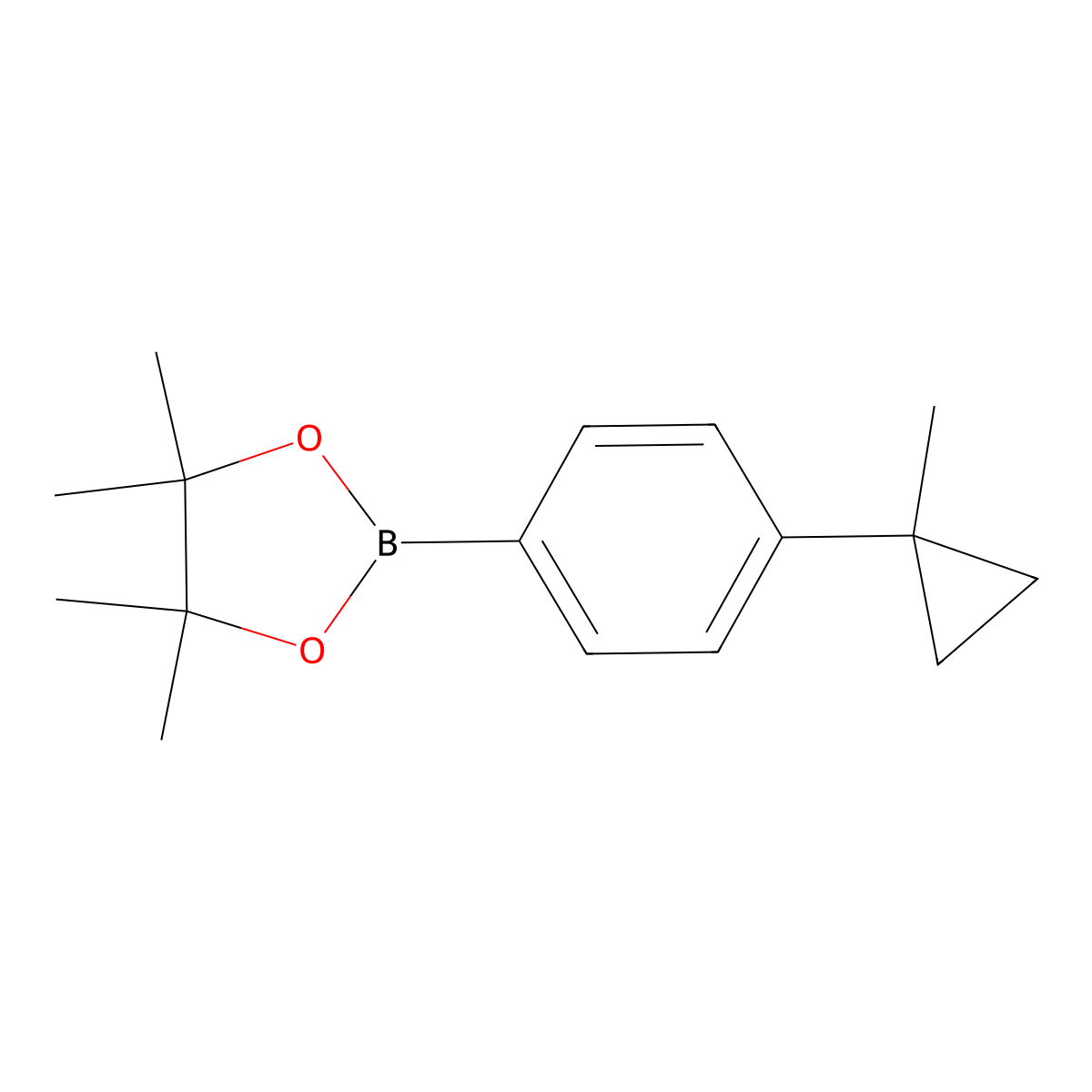 4,4,5,5-Tetramethyl-2-(4-(1-methylcyclopropyl)phenyl)-1,3,2-dioxaborolane molecular structure, CAS 2562304-56-5