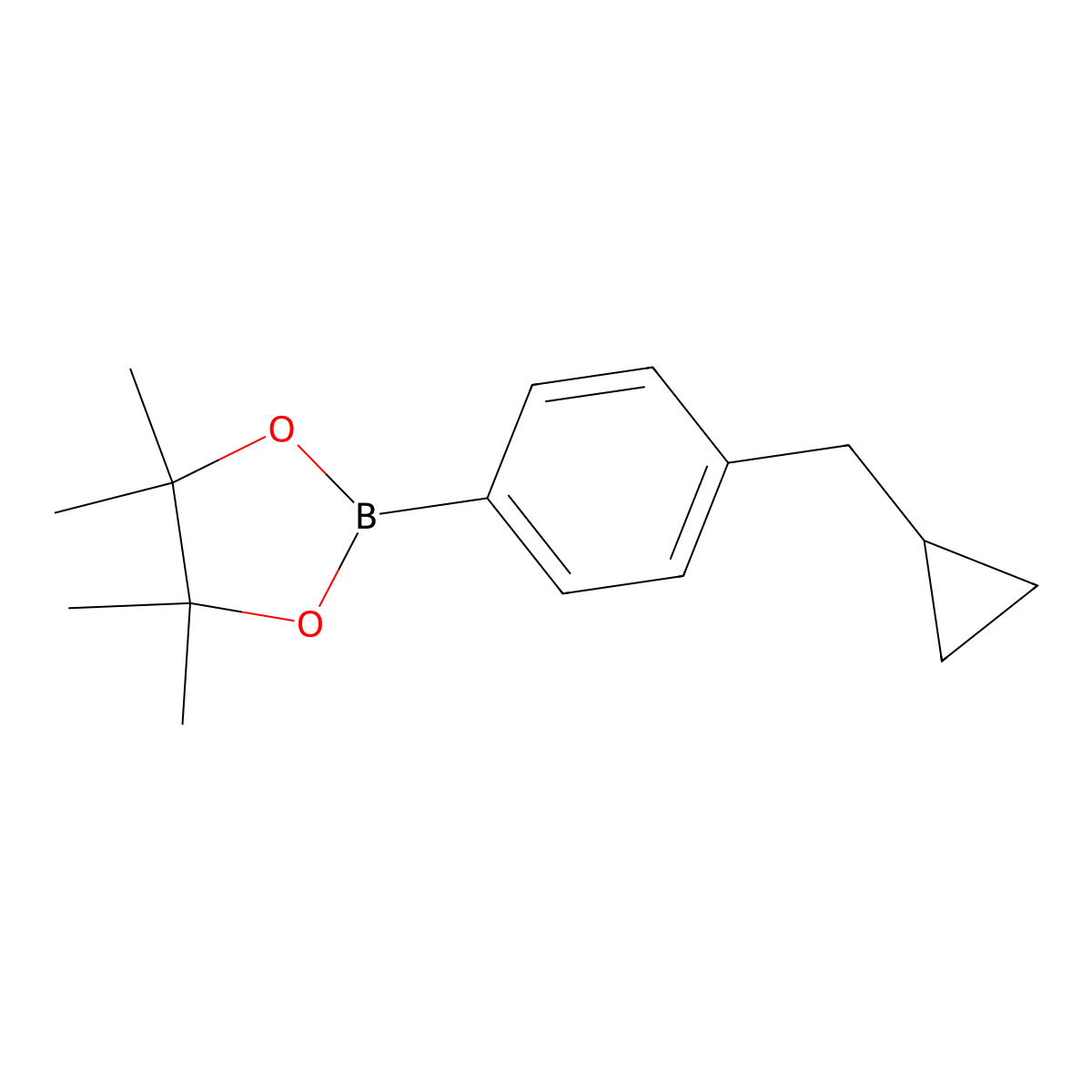 2-[4-(Cyclopropylmethyl)phenyl]-4,4,5,5-tetramethyl-1,3,2-dioxaborolane molecular structure, CAS 2562305-52-4