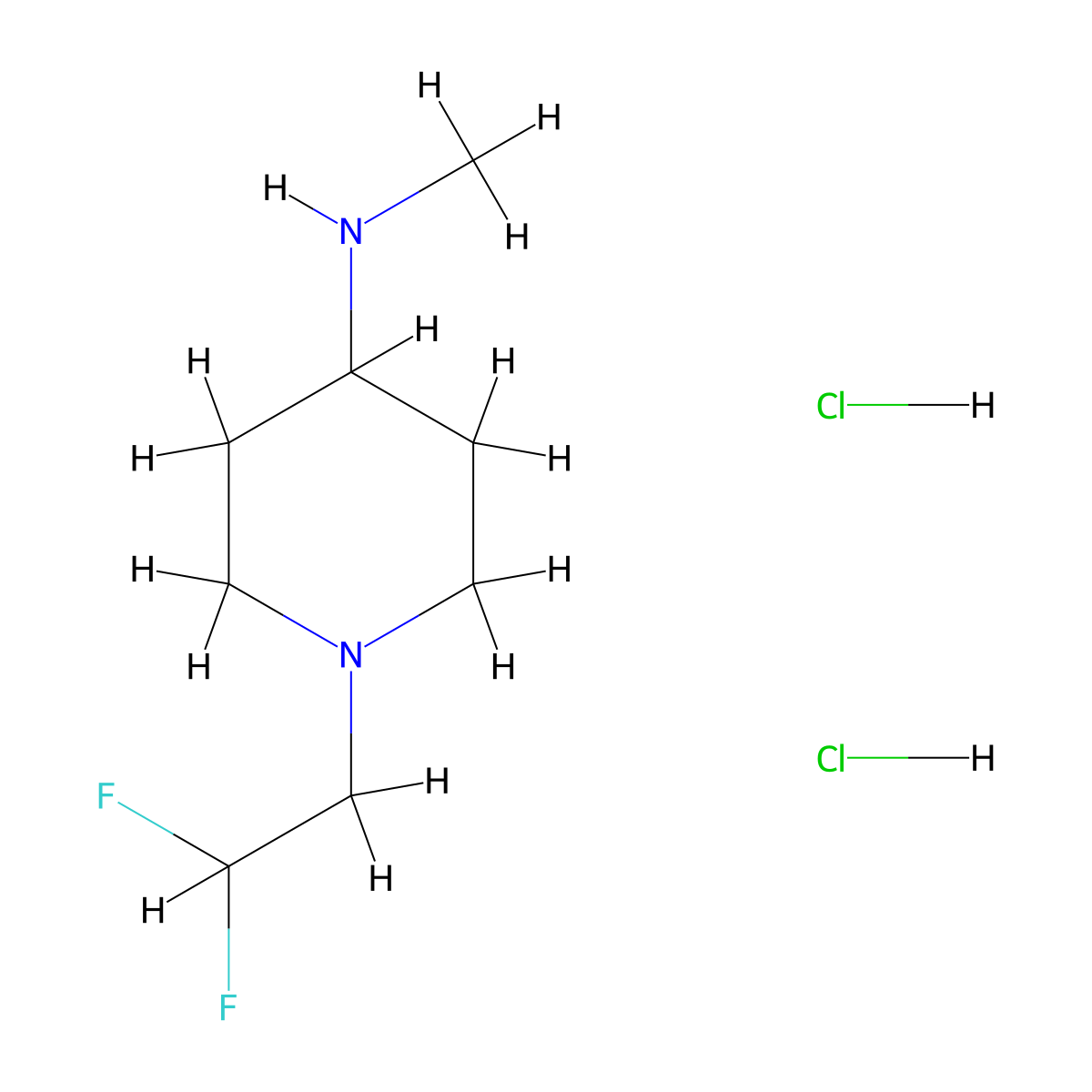 1-(2,2-difluoroethyl)-N-methylpiperidin-4-amine dihydrochloride molecular structure, CAS 2562385-61-7