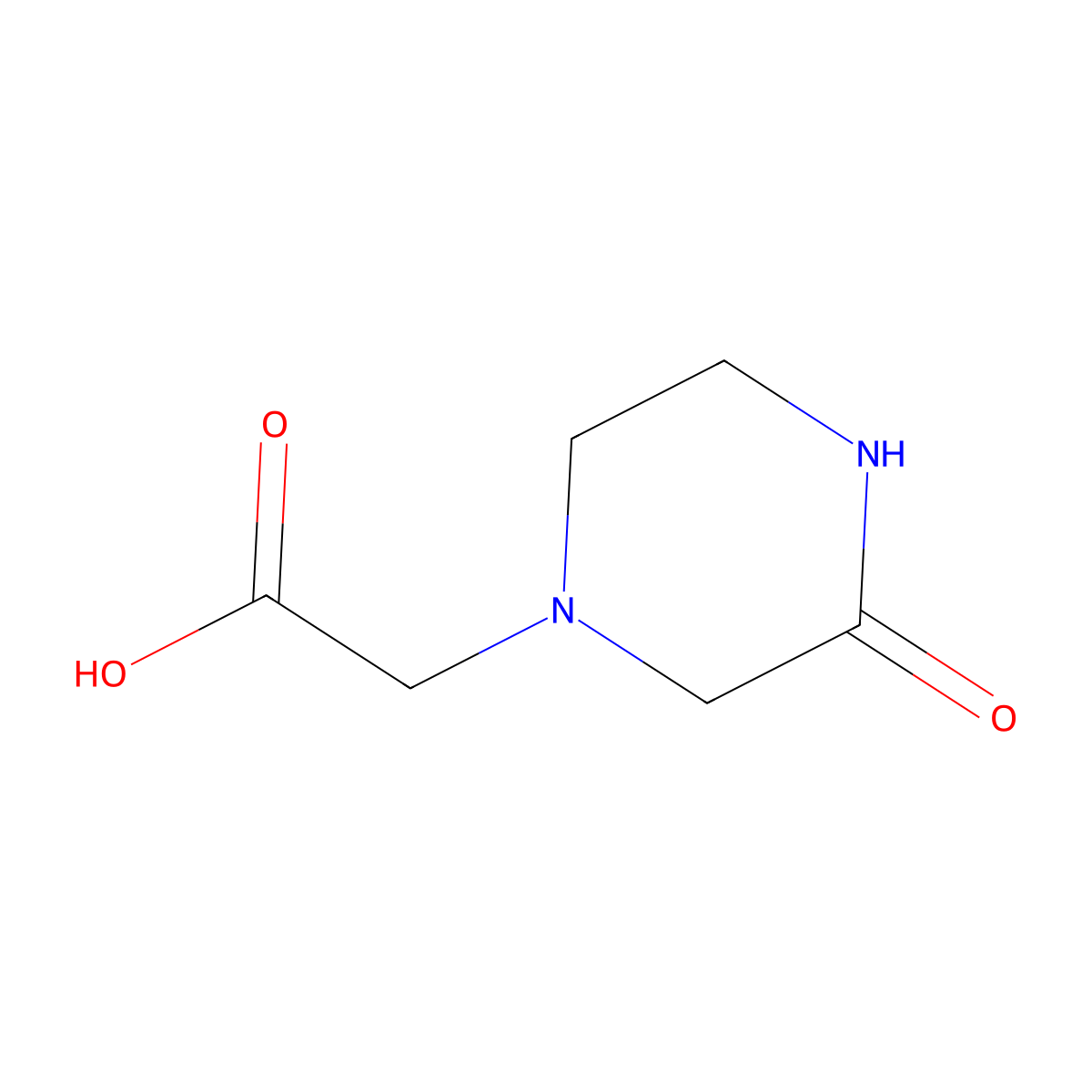 (3-Oxo-1-piperazinyl)acetic acid molecular structure, CAS 25629-32-7