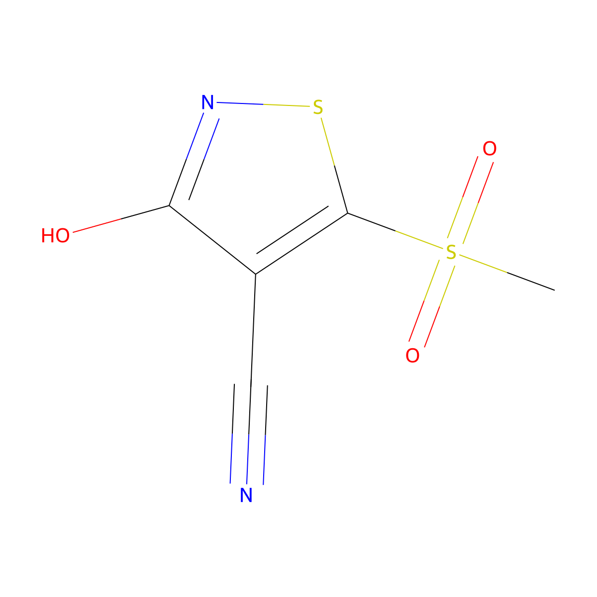 3-Hydroxy-5-methanesulfonyl-1,2-thiazole-4-carbonitrile molecular structure, CAS 25629-56-5