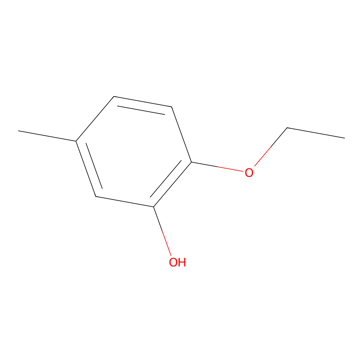 2-Ethoxy-5-methylphenol molecular structure, CAS 2563-04-4