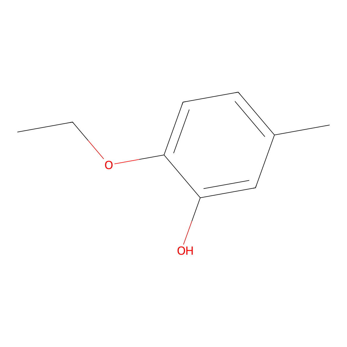2-Ethoxy-5-methylphenol molecular structure, CAS 2563-04-4