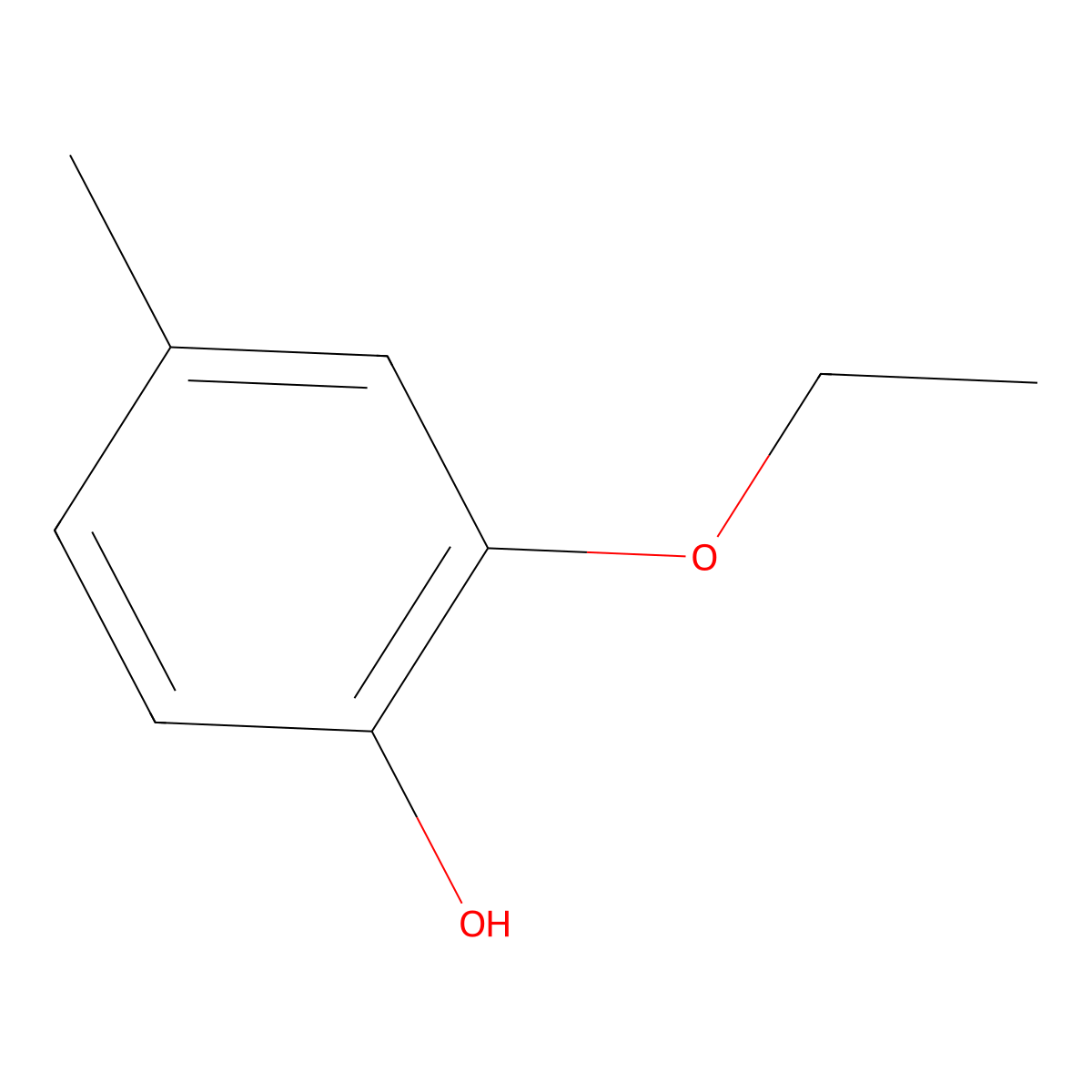 Phenol, 2-ethoxy-4-methyl- molecular structure, CAS 2563-07-7