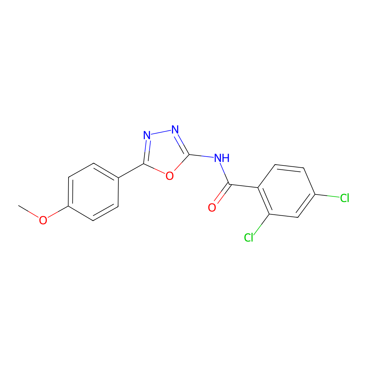 2,4-dichloro-N-[5-(4-methoxyphenyl)-1,3,4-oxadiazol-2-yl]benzamide molecular structure, CAS 256325-51-6