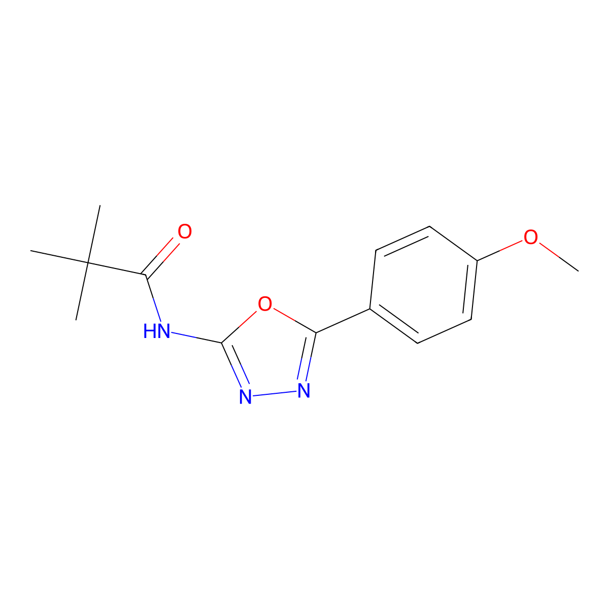 N-[5-(4-methoxyphenyl)-1,3,4-oxadiazol-2-yl]-2,2-dimethylpropanamide molecular structure, CAS 256325-52-7