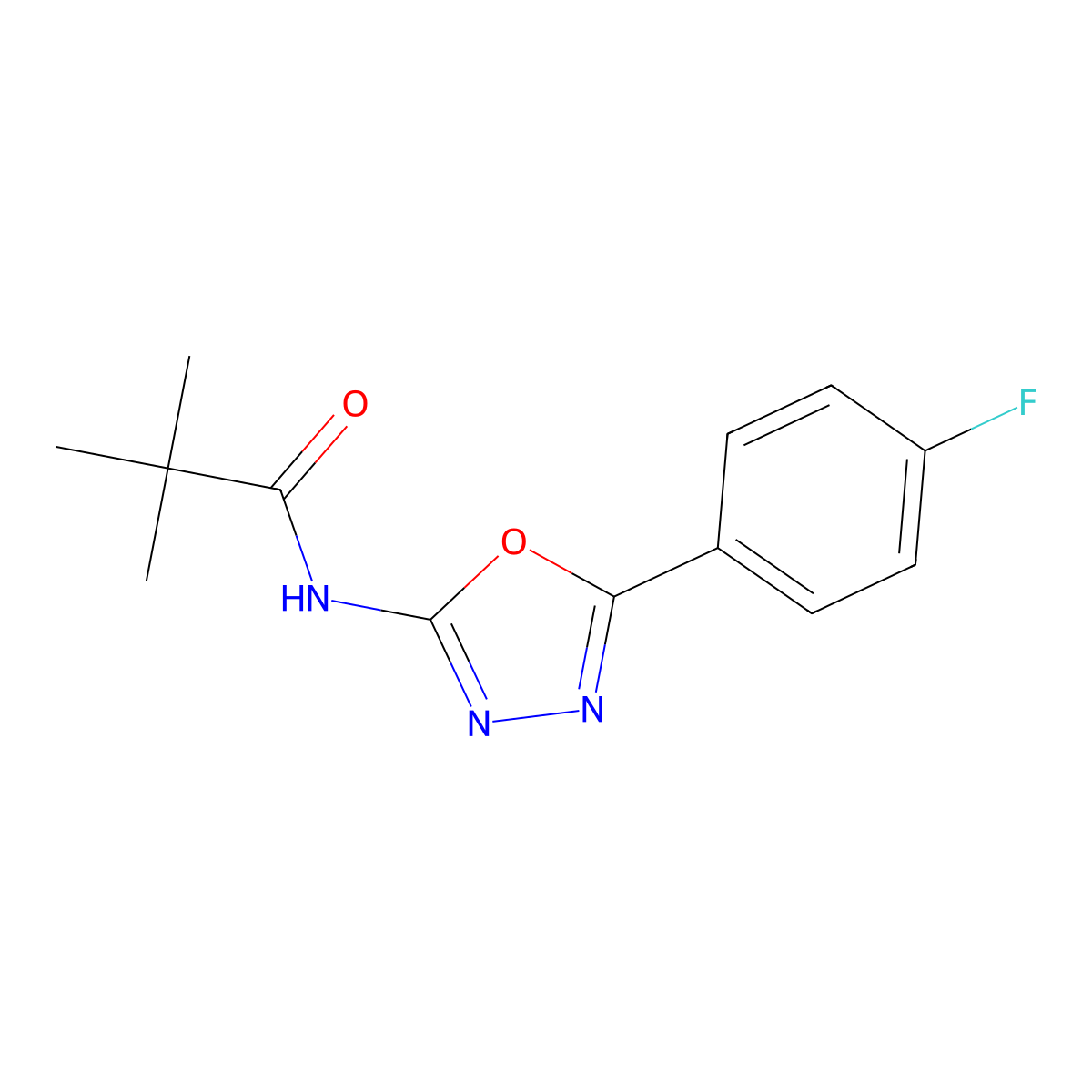 N-[5-(4-fluorophenyl)-1,3,4-oxadiazol-2-yl]-2,2-dimethylpropanamide molecular structure, CAS 256325-53-8