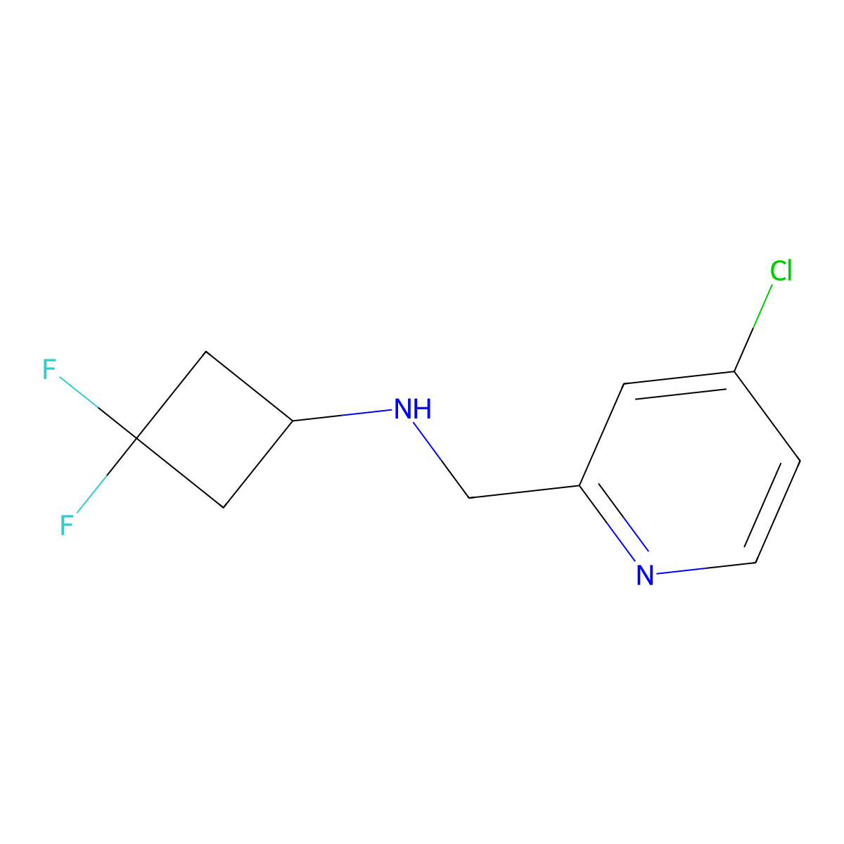 N-((4-chloropyridin-2-yl)methyl)-3,3-difluorocyclobutanamine molecular structure, CAS 2563268-24-4