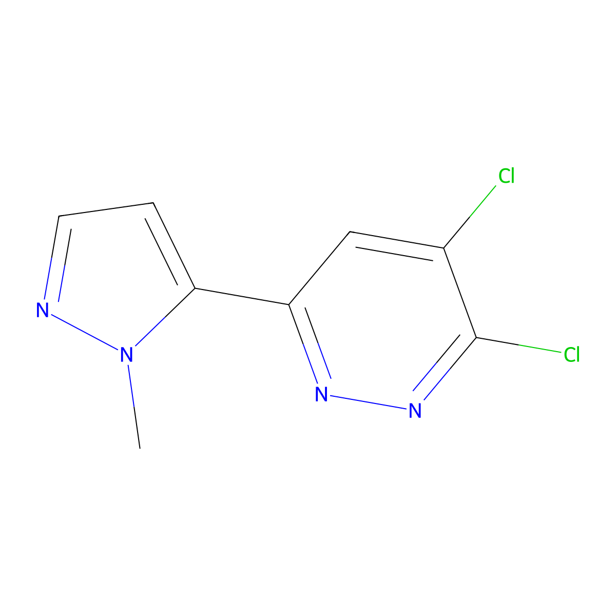 3,4-Dichloro-6-(1-methyl-1H-pyrazol-5-YL)pyridazine molecular structure, CAS 2563273-20-9