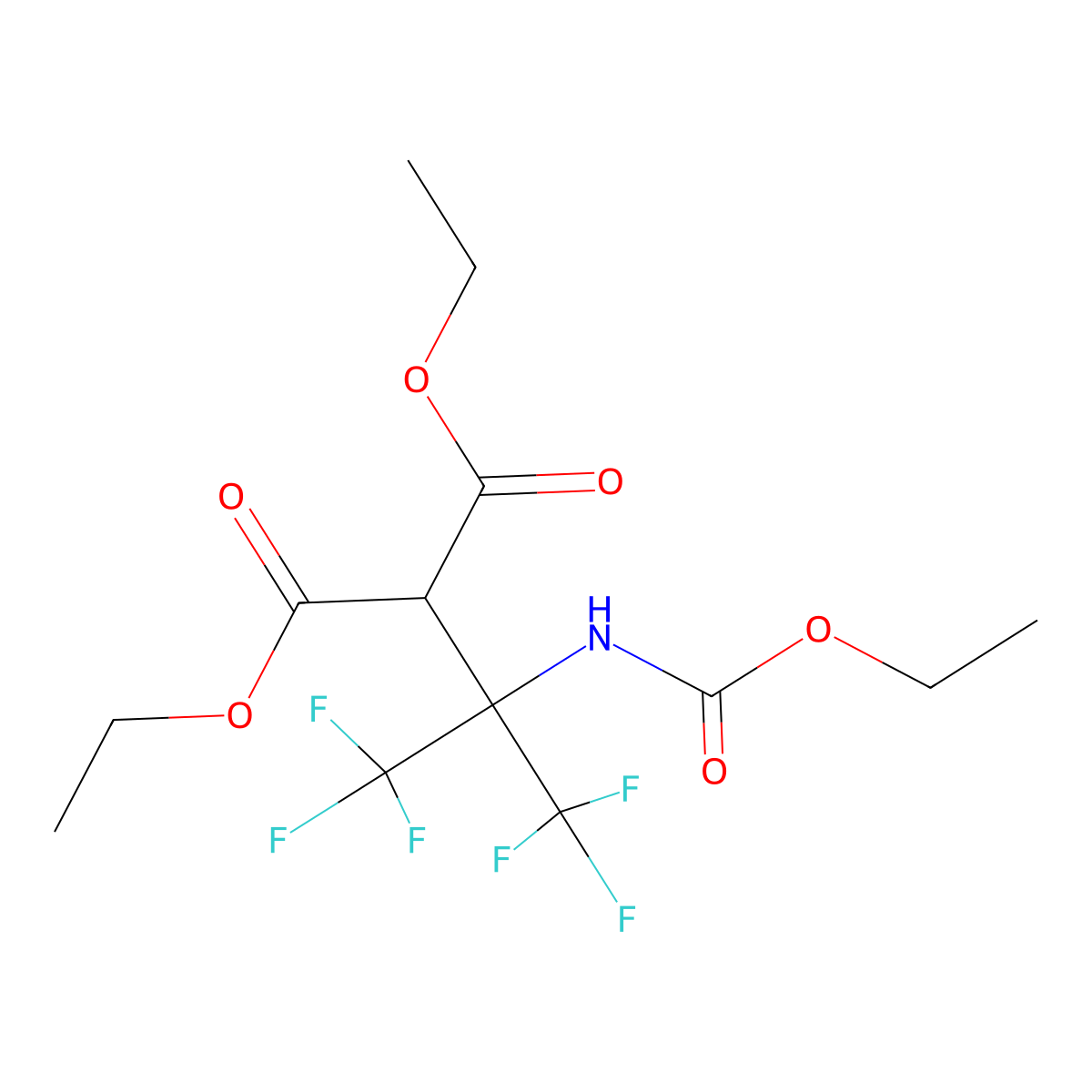 Diethyl 2-[1-[(ethoxycarbonyl)amino]-2,2,2-trifluoro-1-(trifluoromethyl)ethyl]malonate molecular structure, CAS 256333-21-8