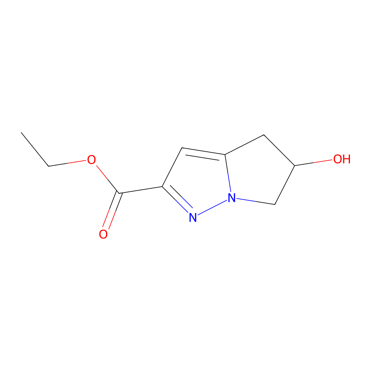 (S)-Ethyl 5-hydroxy-5,6-dihydro-4H-pyrrolo[1,2-B]pyrazole-2-carboxylate molecular structure, CAS 2563415-58-5