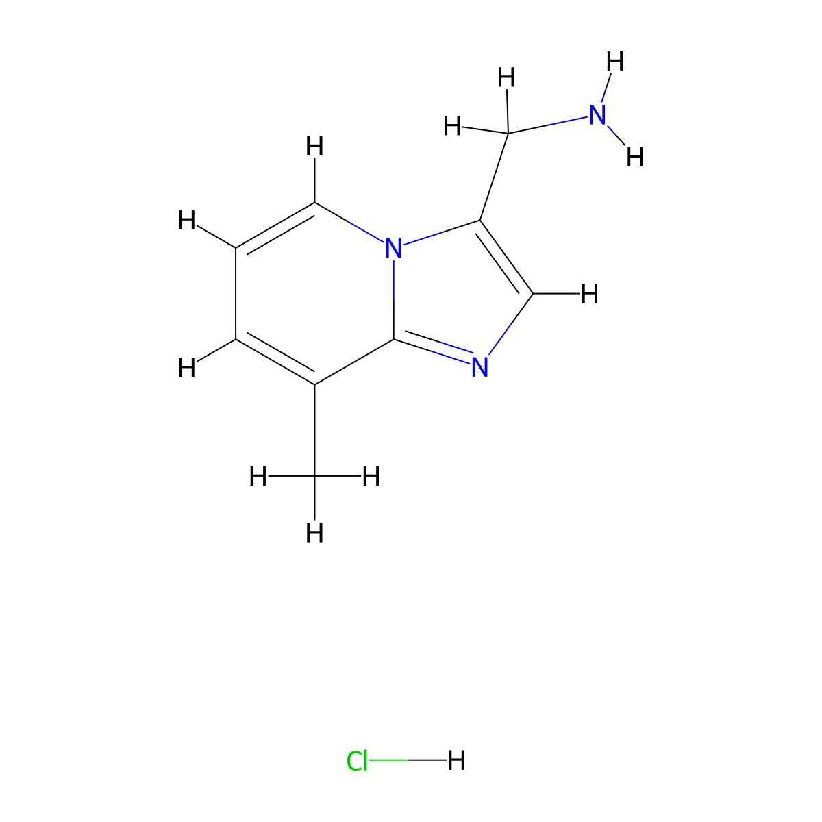 (8-Methylimidazo[1,2-a]pyridin-3-yl)methanamine hydrochloride molecular structure, CAS 2563416-36-2