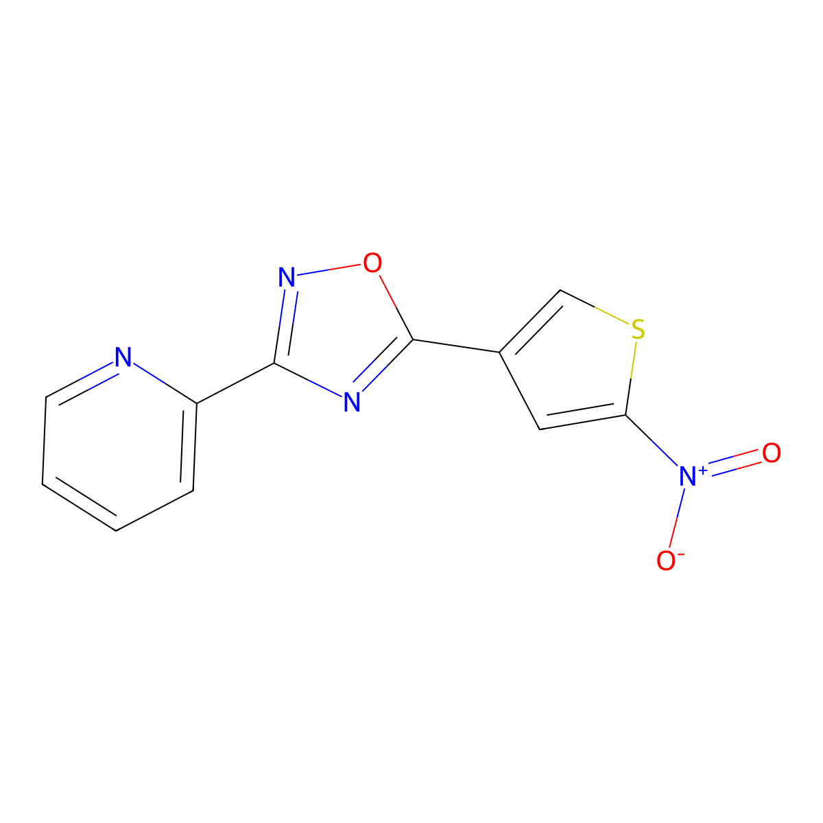 5-(5-Nitrothiophen-3-yl)-3-(pyridin-2-yl)-1,2,4-oxadiazole molecular structure, CAS 256348-11-5