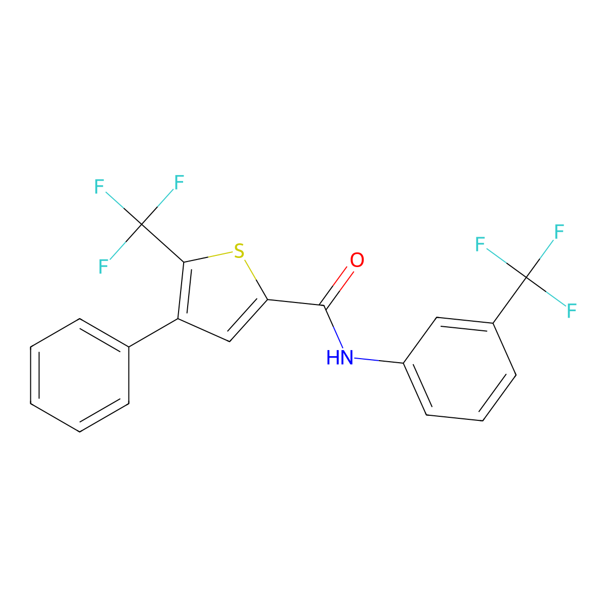 4-Phenyl-5-(trifluoromethyl)-N-(3-(trifluoromethyl)phenyl)thiophene-2-carboxamide molecular structure, CAS 256348-18-2