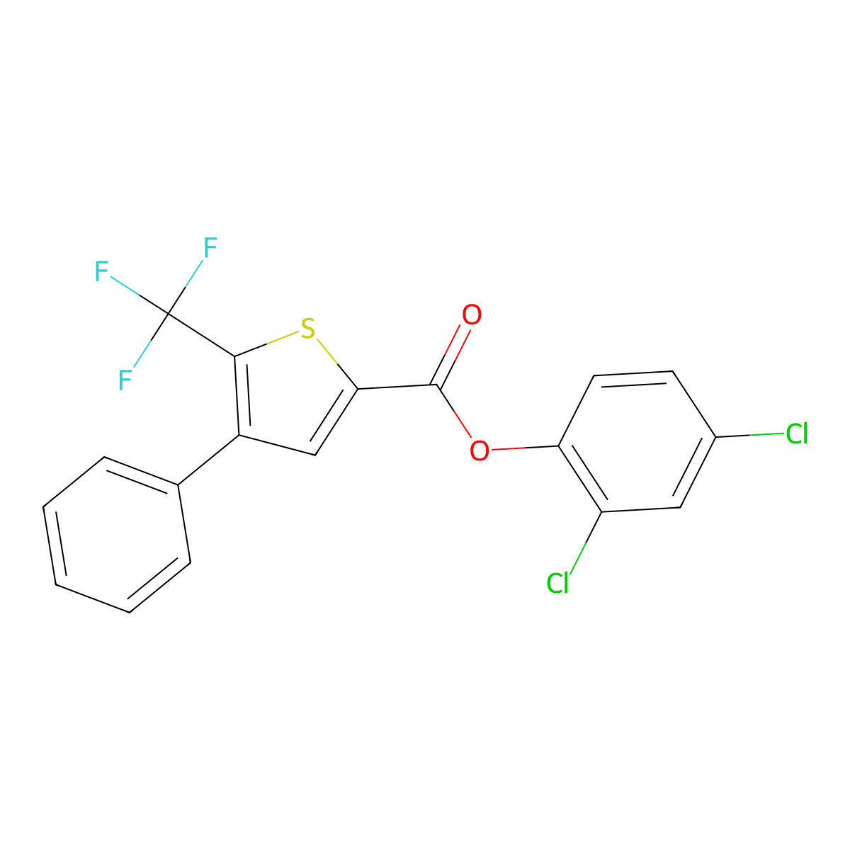 2,4-Dichlorophenyl 4-phenyl-5-(trifluoromethyl)thiophene-2-carboxylate molecular structure, CAS 256348-21-7