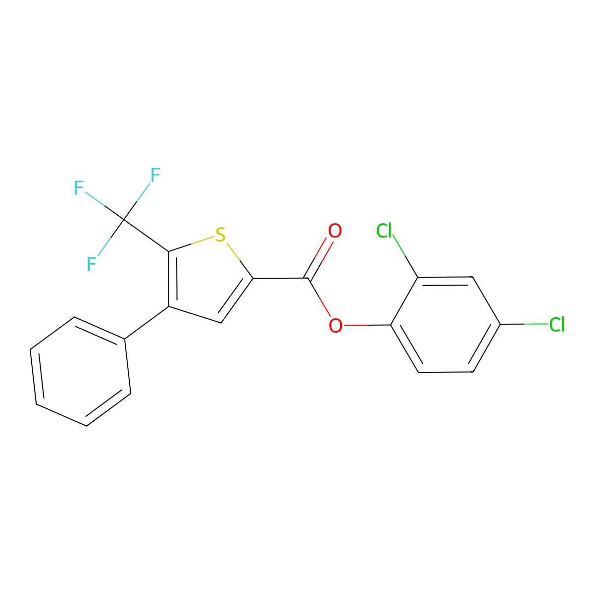 2,4-Dichlorophenyl 4-phenyl-5-(trifluoromethyl)thiophene-2-carboxylate molecular structure, CAS 256348-21-7