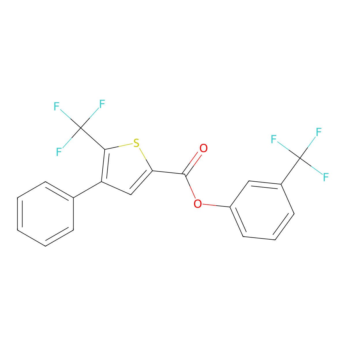 3-(Trifluoromethyl)phenyl 4-phenyl-5-(trifluoromethyl)-2-thiophenecarboxylate molecular structure, CAS 256348-28-4