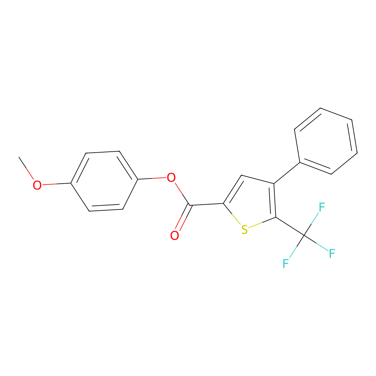 4-Methoxyphenyl 4-phenyl-5-(trifluoromethyl)thiophene-2-carboxylate molecular structure, CAS 256348-29-5