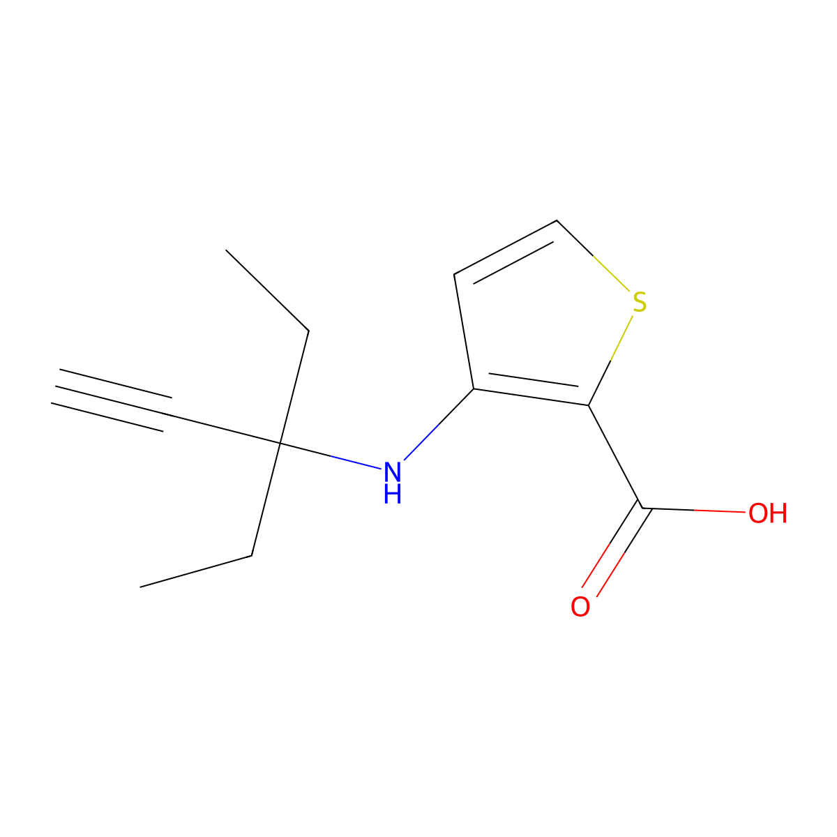 3-(3-ethylpent-1-yn-3-ylamino)thiophene-2-carboxylic Acid molecular structure, CAS 256348-31-9