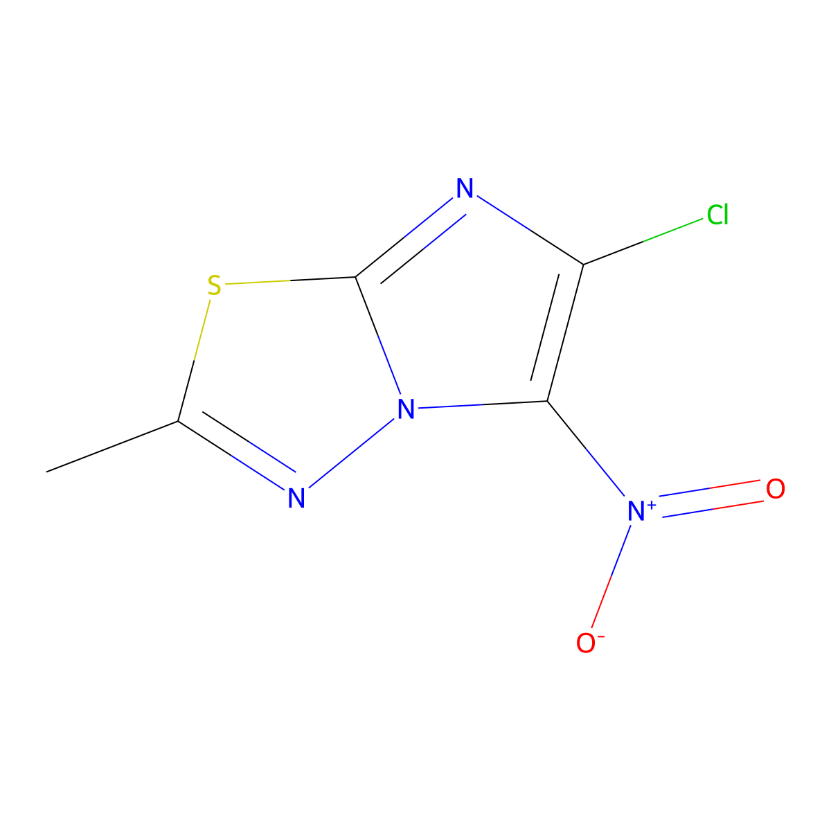6-Chloro-2-methyl-5-nitroimidazo[2,1-b][1,3,4]thiadiazole molecular structure, CAS 256348-40-0