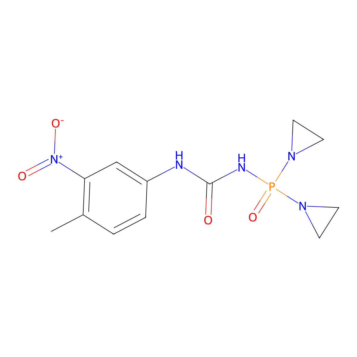 Urea, 1-(bis(1-aziridinyl)phosphinyl)-3-(3-nitro-p-tolyl)- molecular structure, CAS 25635-65-8