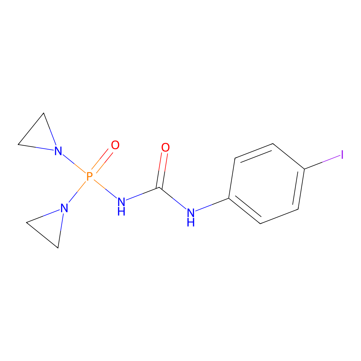 Urea, 1-(bis(1-aziridinyl)phosphinyl)-3-(p-iodophenyl)- molecular structure, CAS 25635-67-0