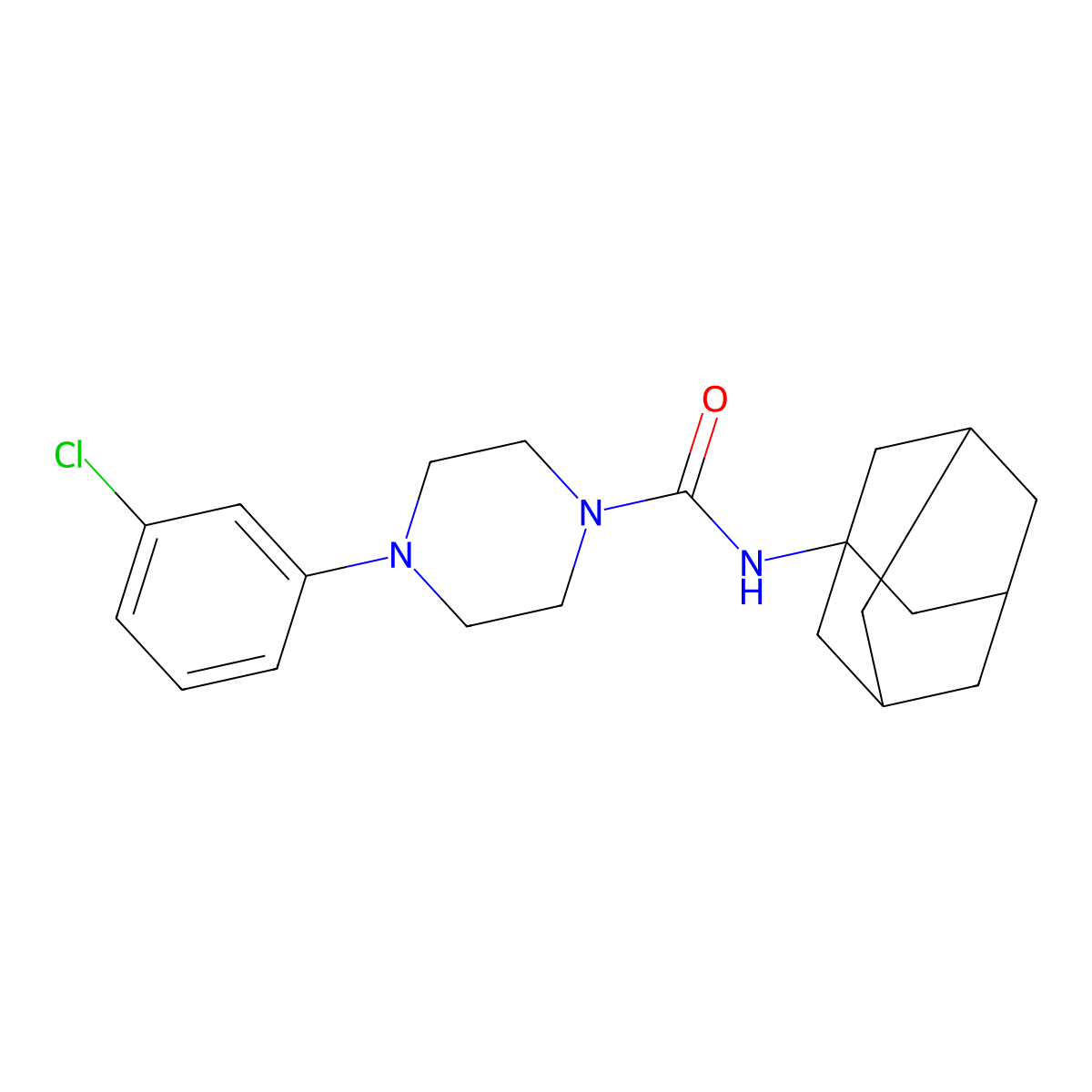 N-(1-adamantyl)-4-(3-chlorophenyl)piperazine-1-carboxamide molecular structure, CAS 256351-74-3