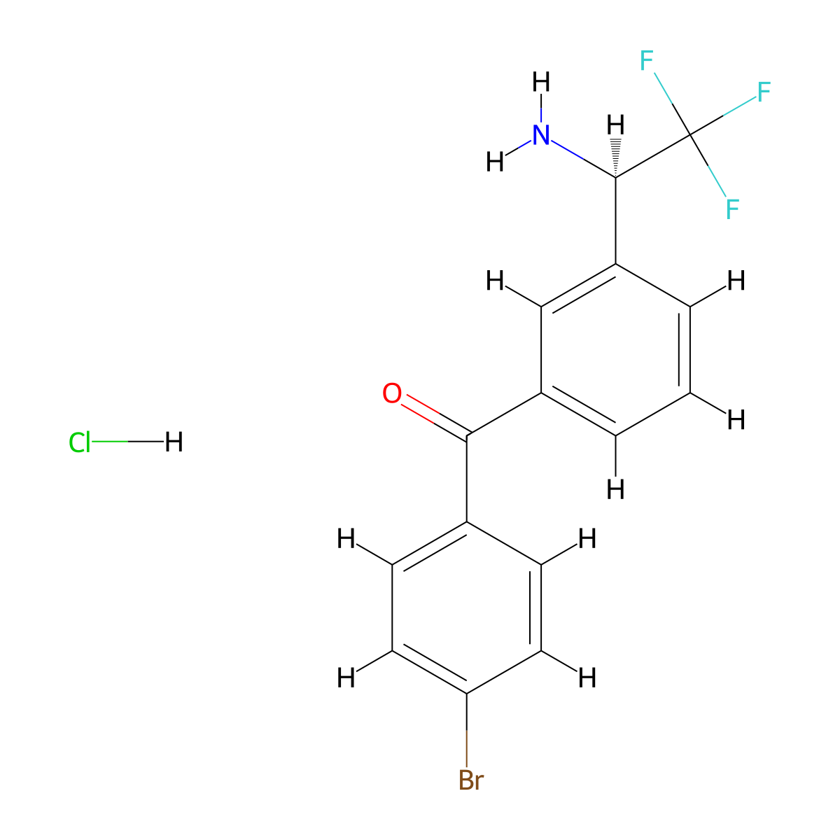 (R)-(3-(1-amino-2,2,2-trifluoroethyl)phenyl)(4-bromophenyl)methanone hydrochloride molecular structure, CAS 2563514-46-3