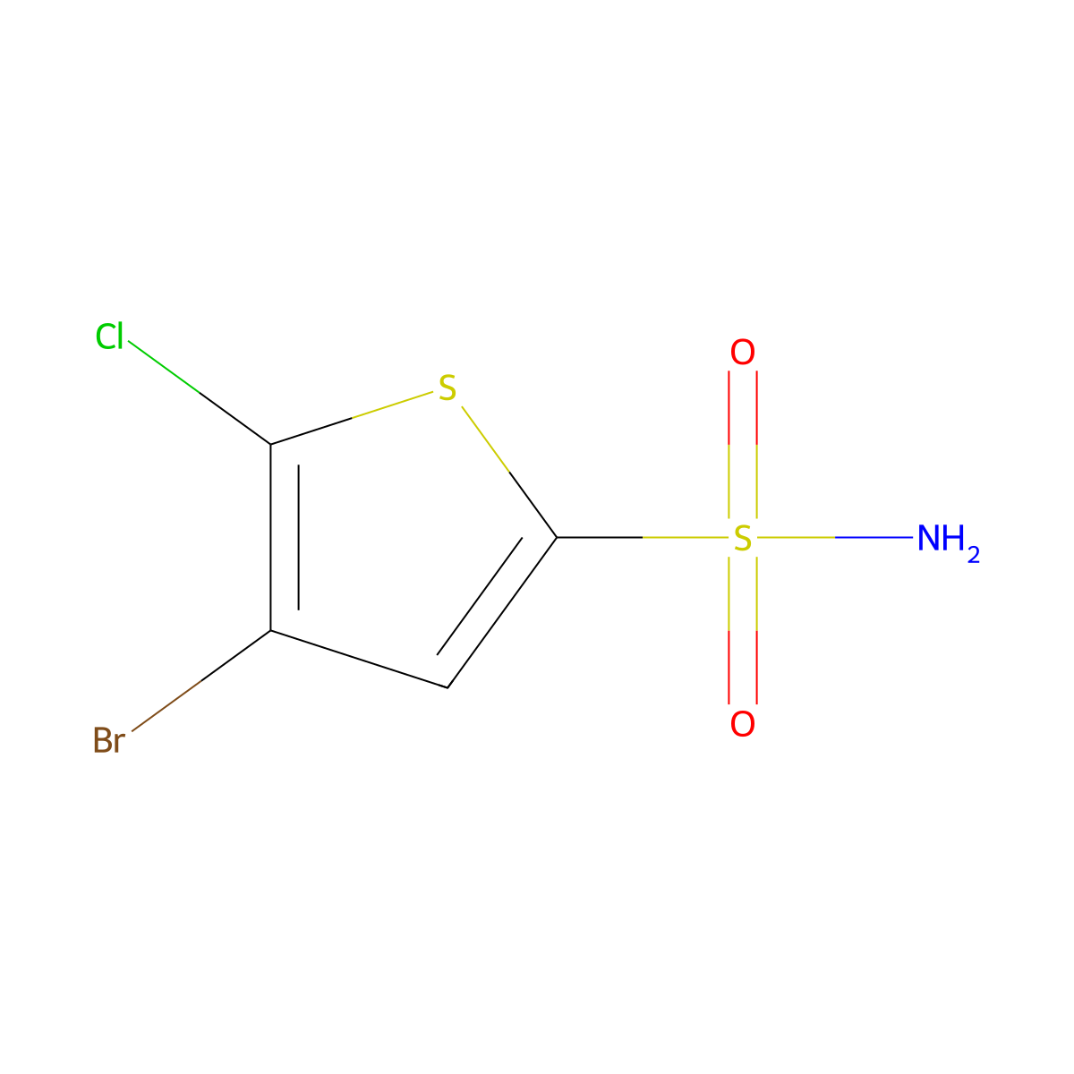 4-Bromo-5-chlorothiophene-2-sulfonamide molecular structure, CAS 256353-33-0