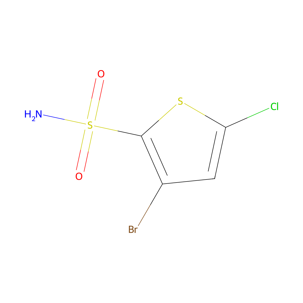 3-Bromo-5-chlorothiophene-2-sulfonamide molecular structure, CAS 256353-35-2