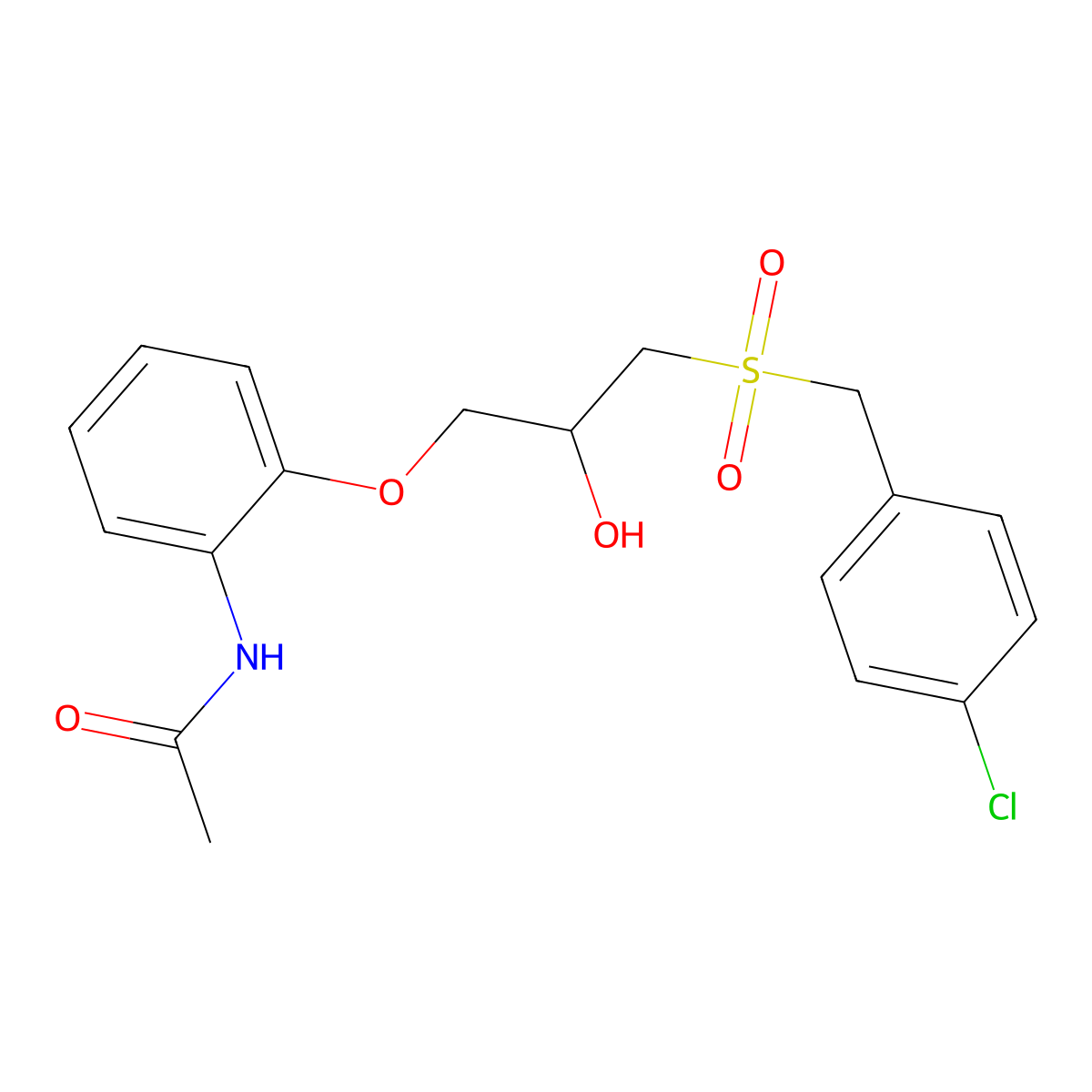 N-[2-[3-[[(4-Chlorophenyl)methyl]sulfonyl]-2-hydroxypropoxy]phenyl]acetamide molecular structure, CAS 256353-39-6