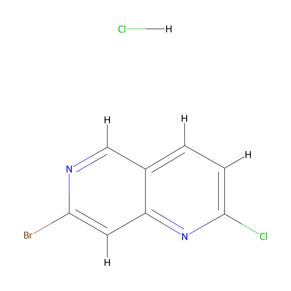 7-Bromo-2-chloro-1,6-naphthyridine hydrochloride molecular structure, CAS 2563588-83-8