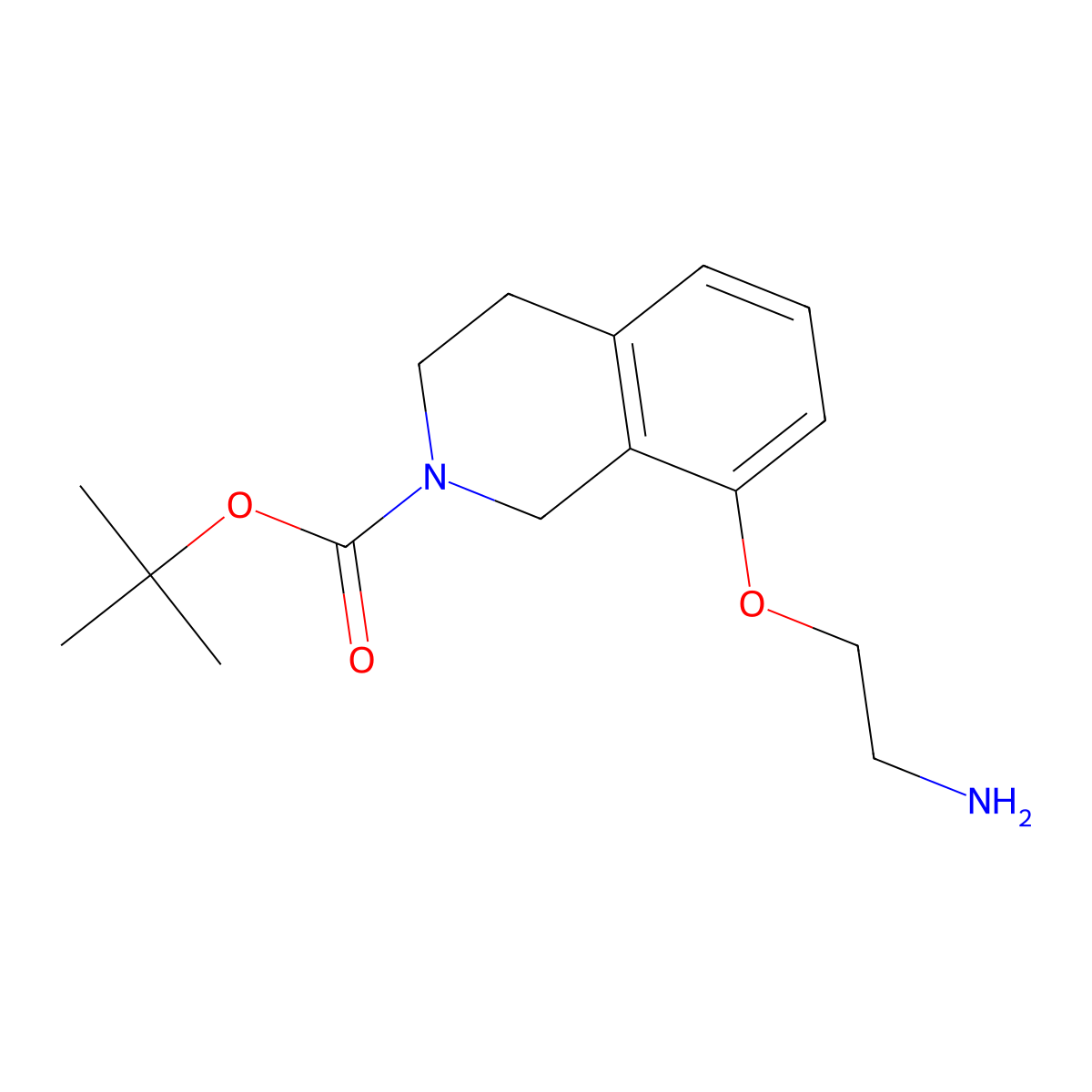 Tert-butyl 8-(2-aminoethoxy)-3,4-dihydroisoquinoline-2(1H)-carboxylate molecular structure, CAS 2563604-48-6