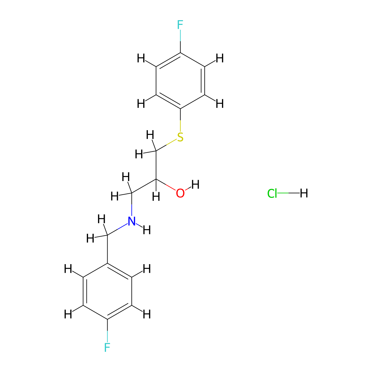 1-[(4-Fluorobenzyl)amino]-3-[(4-fluorophenyl)sulfanyl]-2-propanol hydrochloride molecular structure, CAS 256370-13-5