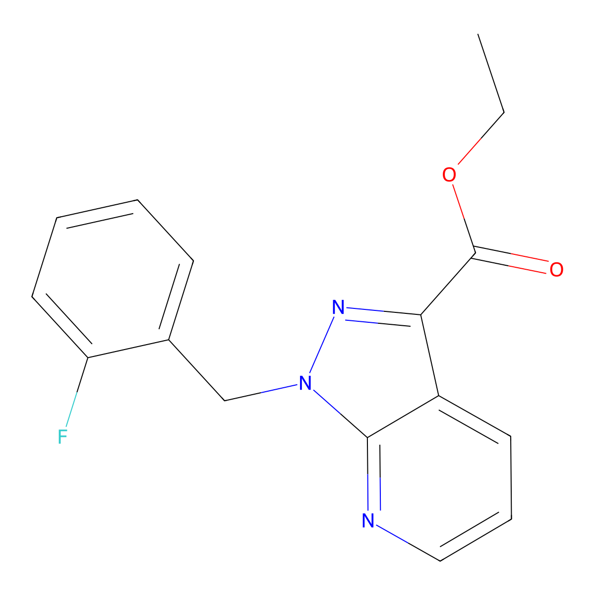 3-Ethoxycarbonyl-1-(2-fluorbenzyl)-1H-pyrazolo-(3,4,5)-pyridin molecular structure, CAS 256376-59-7