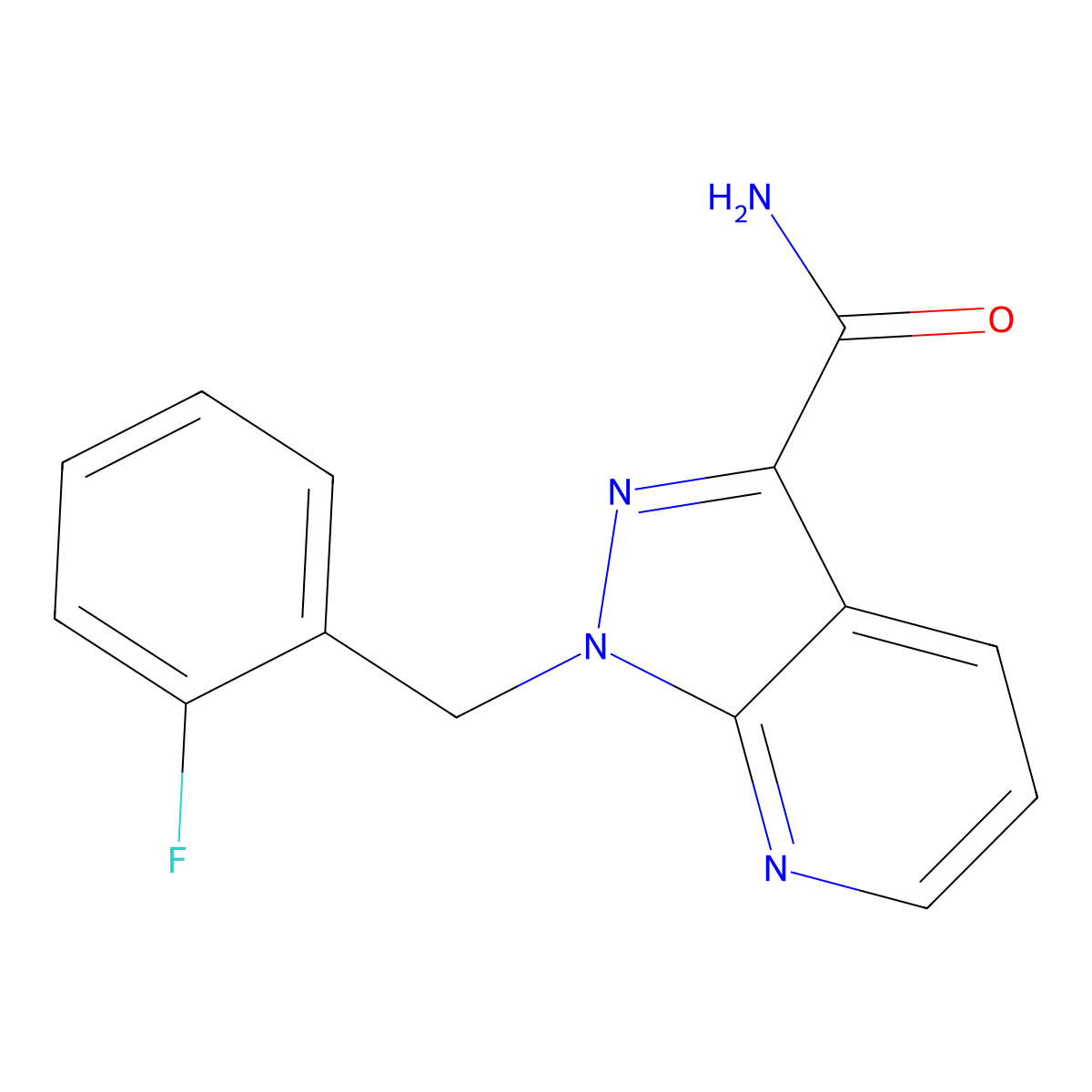 1-(2-Fluorobenzyl)-1H-pyrazolo[3,4-b]pyridine-3-carboxamide molecular structure, CAS 256376-62-2