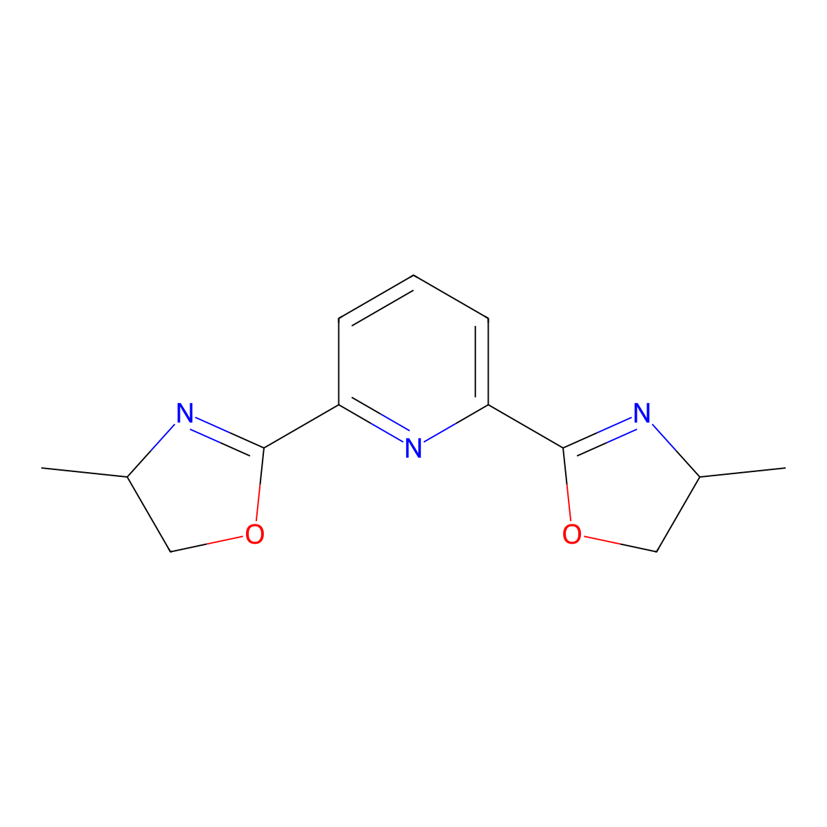 2,6-Bis((R)-4-methyl-4,5-dihydrooxazol-2-yl)pyridine molecular structure, CAS 256377-24-9