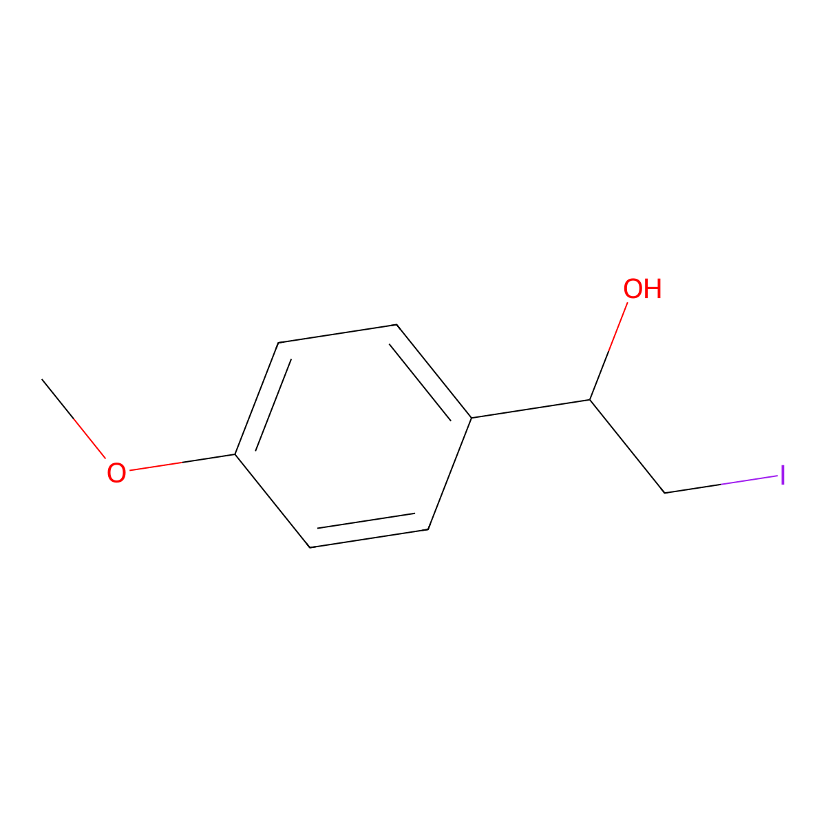 2-Iodo-1-(4-methoxyphenyl)ethan-1-ol molecular structure, CAS 256380-96-8