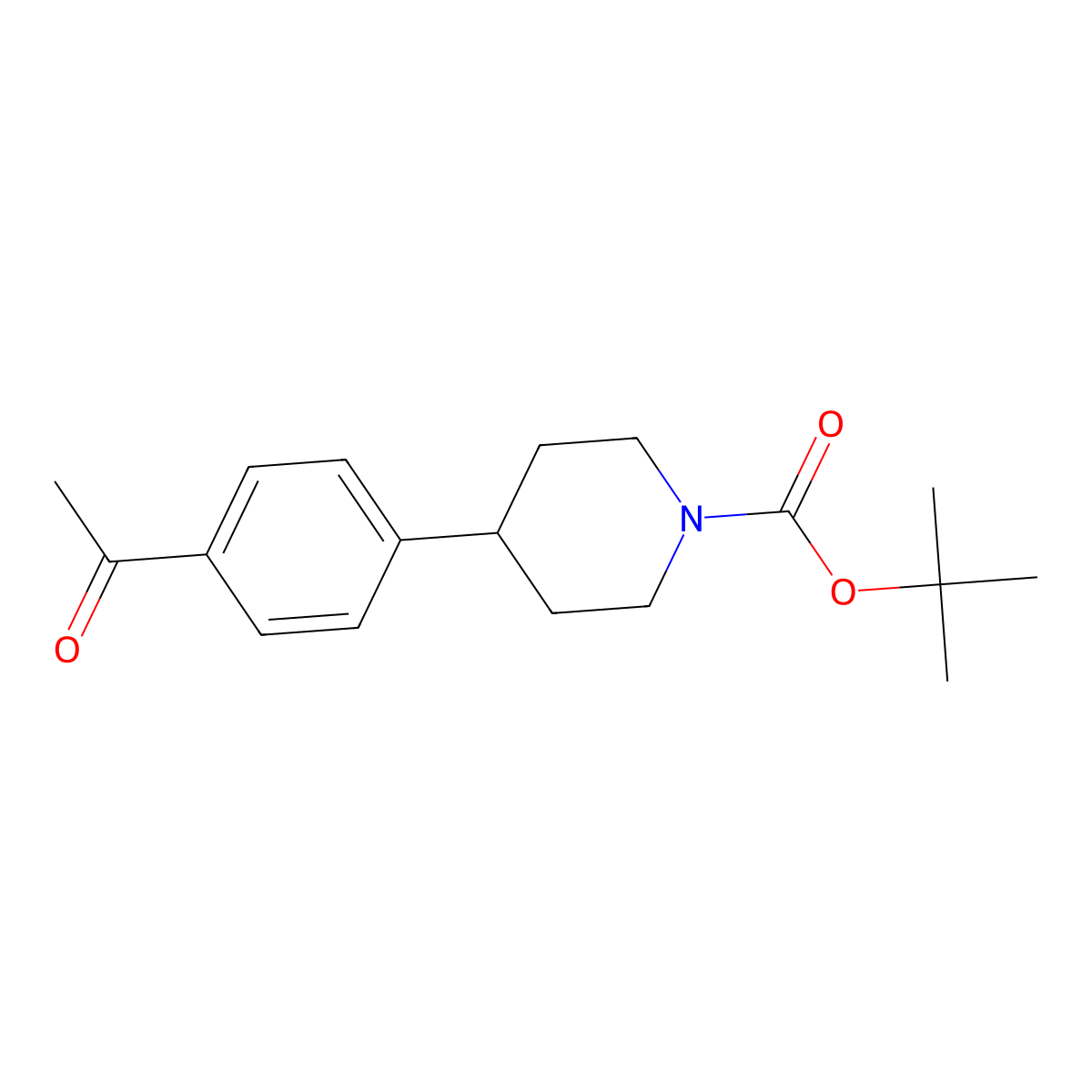 tert-Butyl 4-(4-acetylphenyl)piperidine-1-carboxylate molecular structure, CAS 256381-04-1