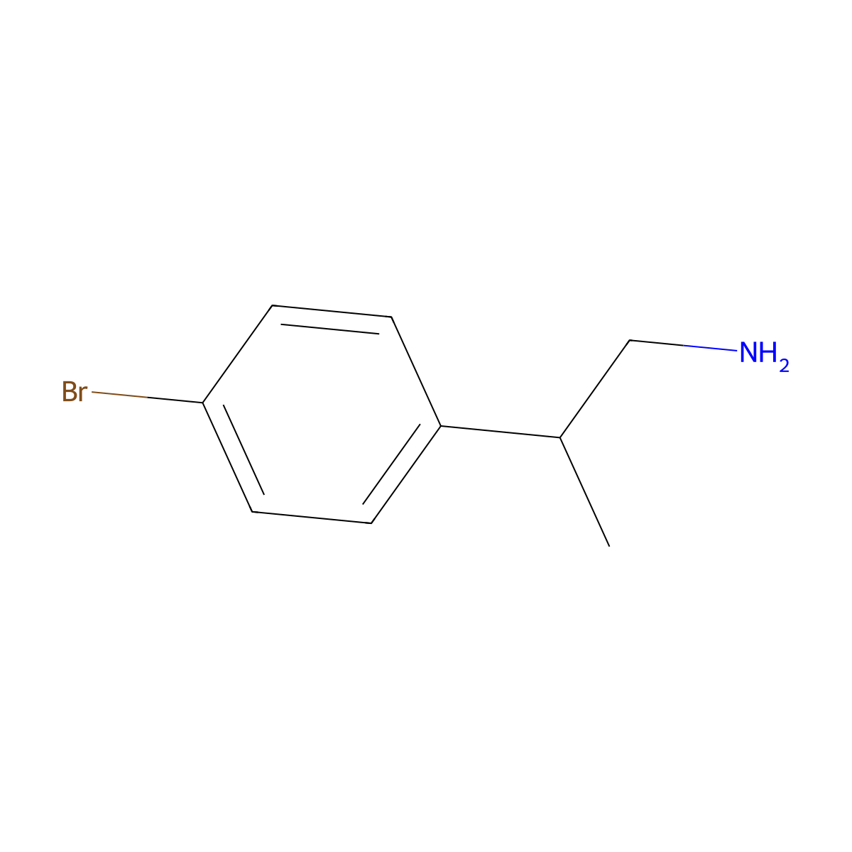 2-(4-Bromophenyl)propan-1-amine molecular structure, CAS 256381-13-2