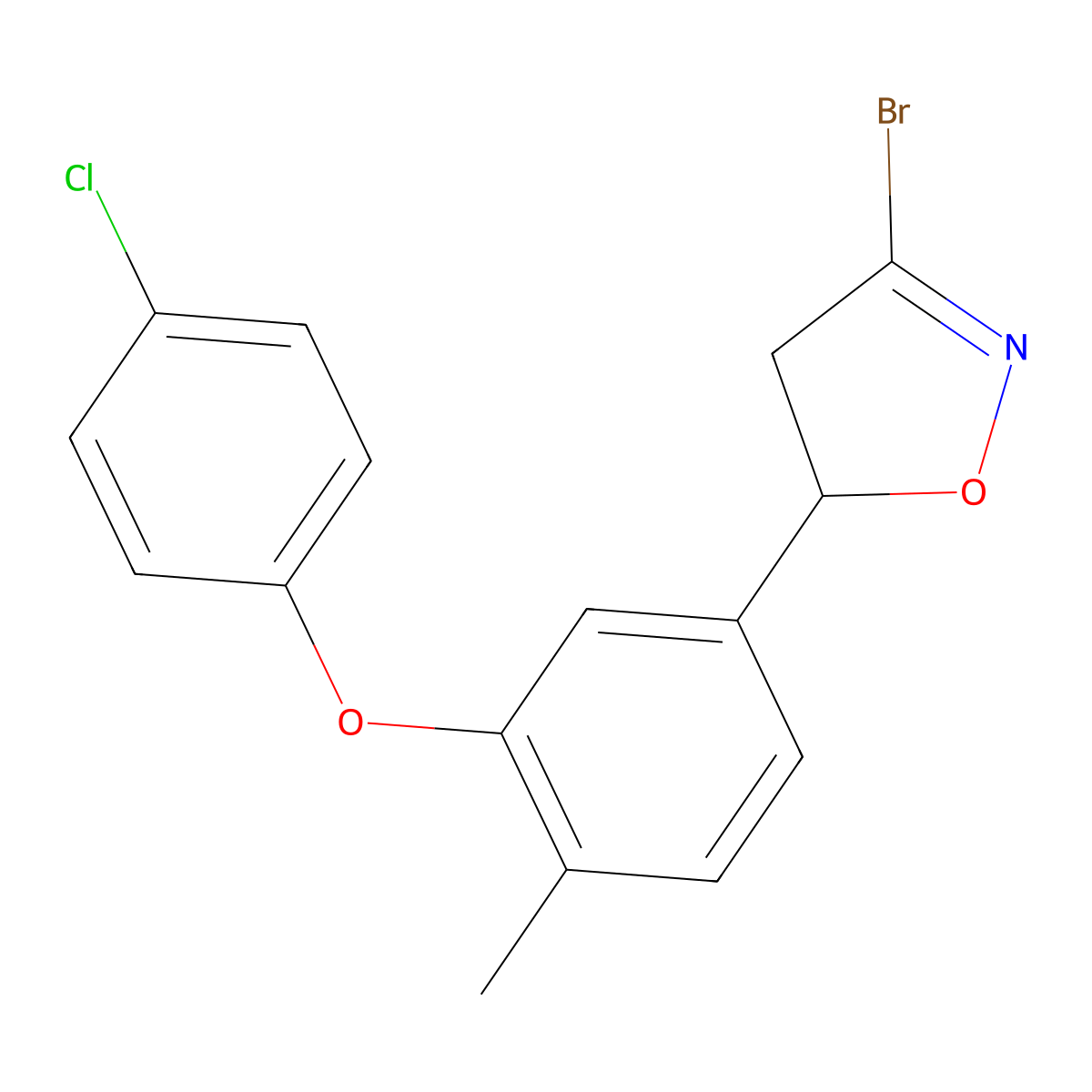 3-Bromo-5-[3-(4-chlorophenoxy)-4-methylphenyl]-4,5-dihydroisoxazole molecular structure, CAS 2563849-61-4
