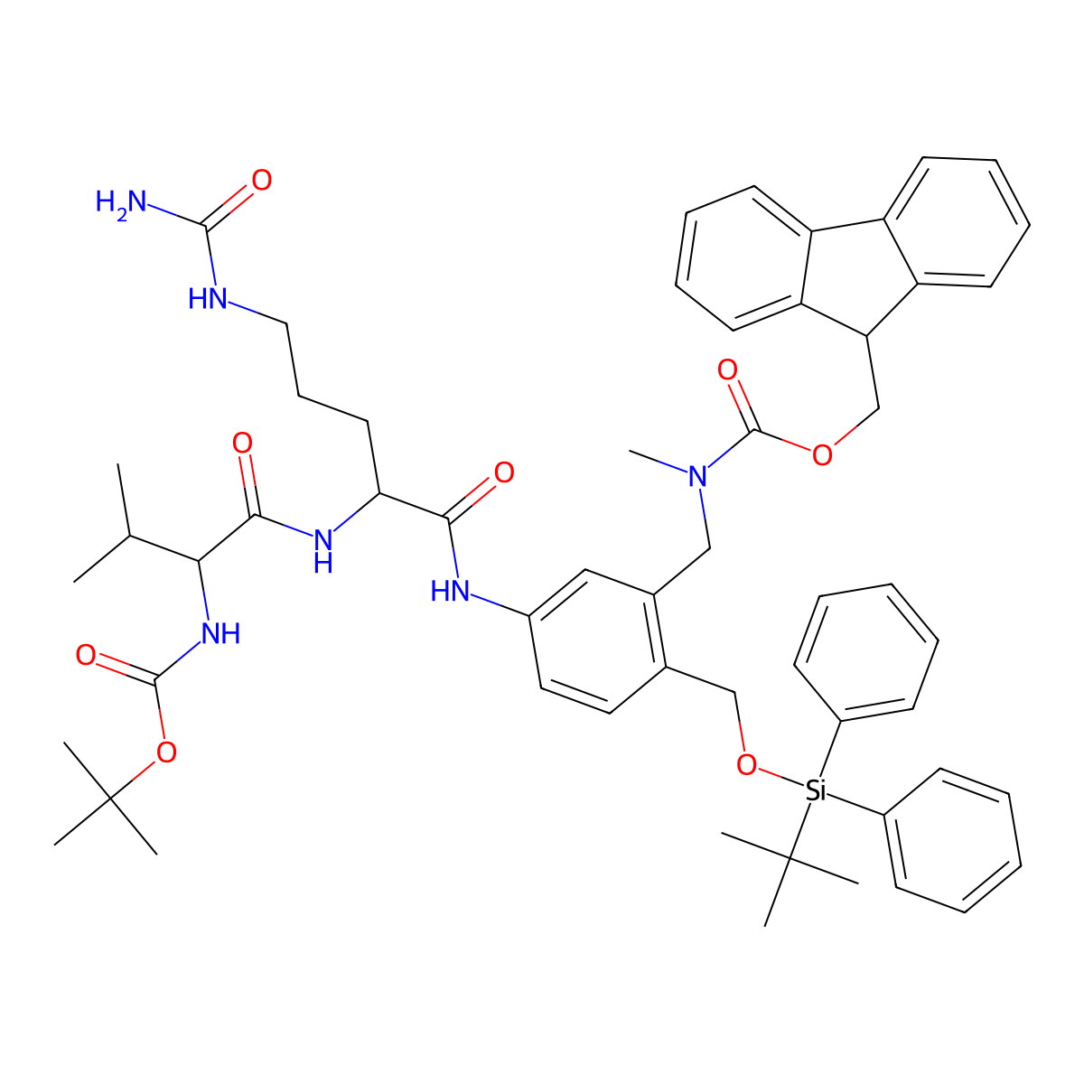 Boc-Val-Cit-PAB(4-TBDPS-3-Fmoc-N-methlamine) molecular structure, CAS 2563870-50-6