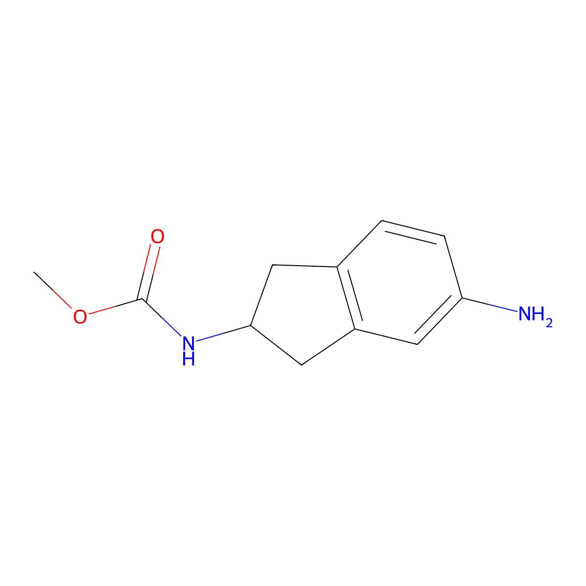 (S)-Methyl 5-amino-2,3-dihydro-1H-inden-2-ylcarbamate molecular structure, CAS 256397-59-8