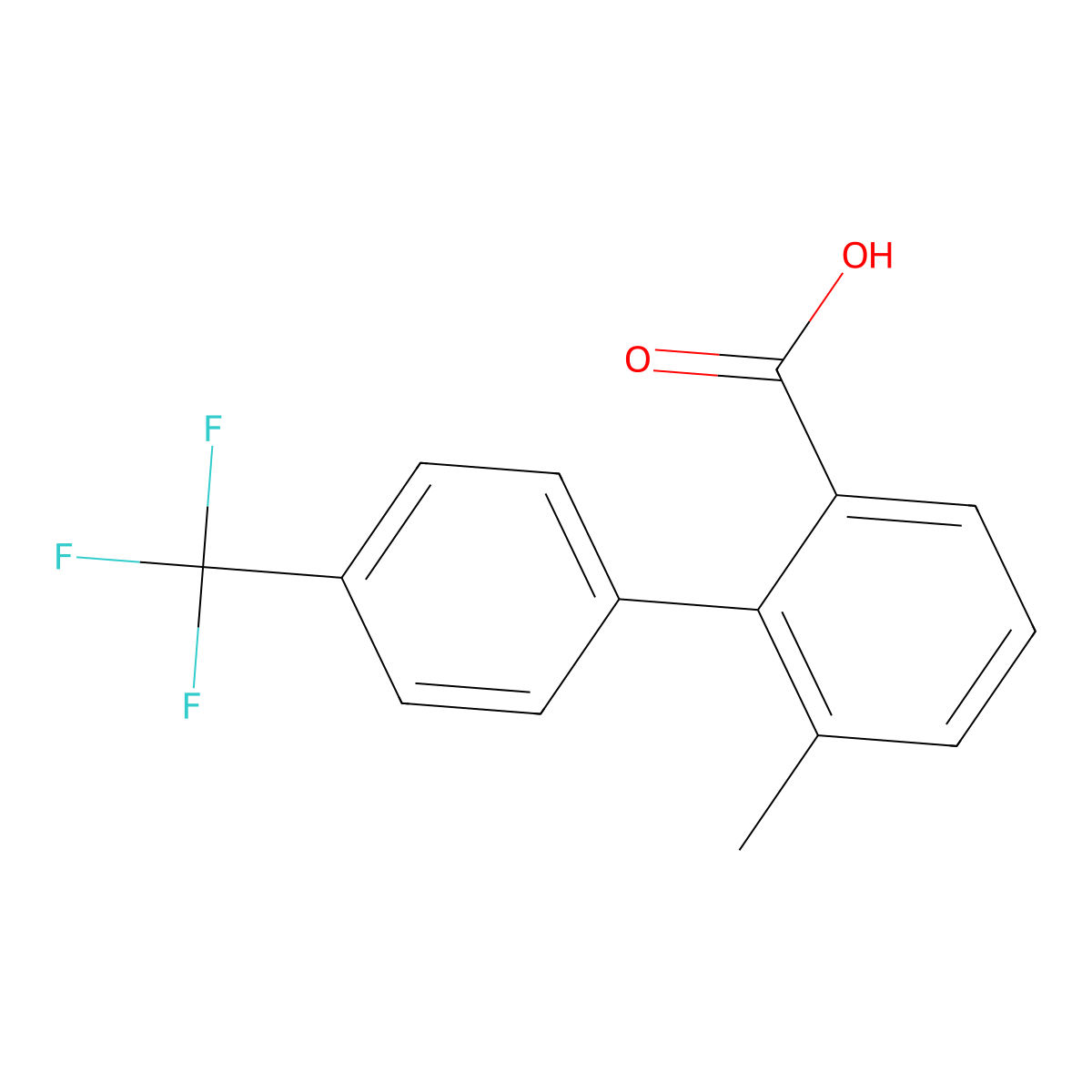 [1,1'-Biphenyl]-2-carboxylic acid, 6-methyl-4'-(trifluoromethyl)- molecular structure, CAS 256397-61-2