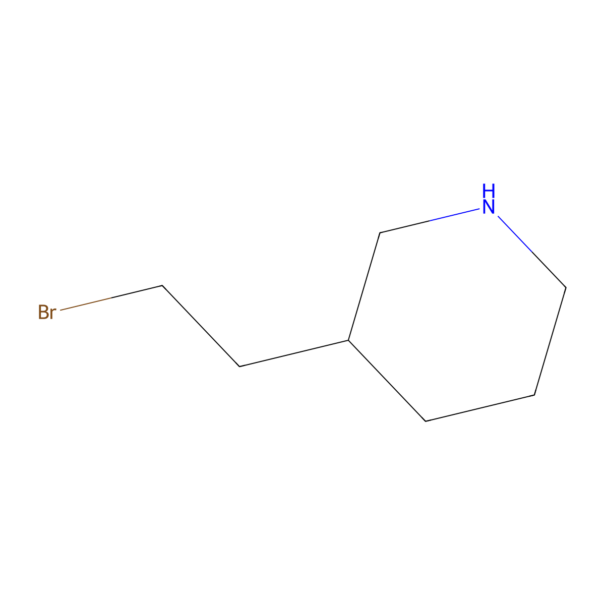 3-(2-Bromoethyl)piperidine molecular structure, CAS 256409-15-1