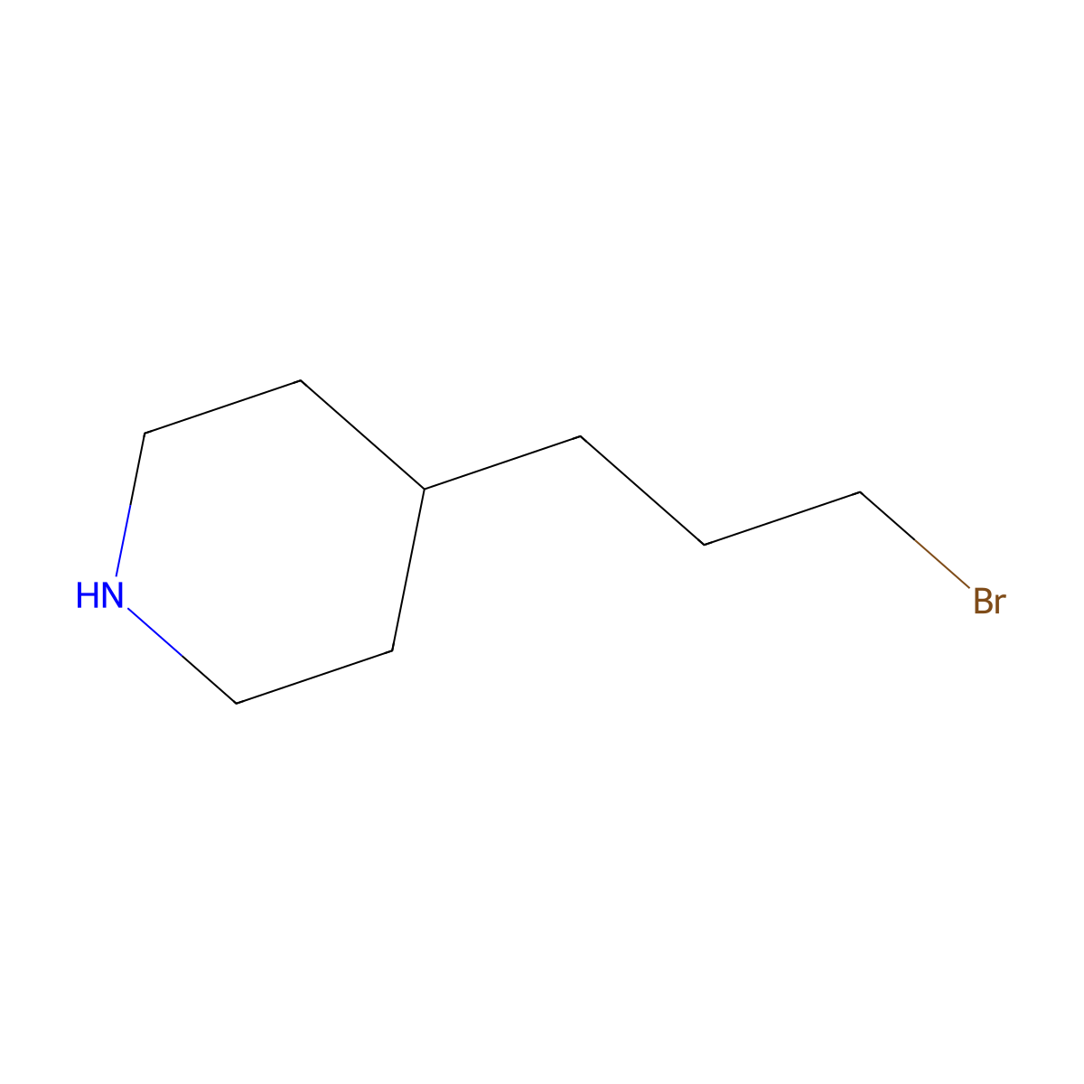 4-(3-Bromopropyl)piperidine molecular structure, CAS 256409-16-2