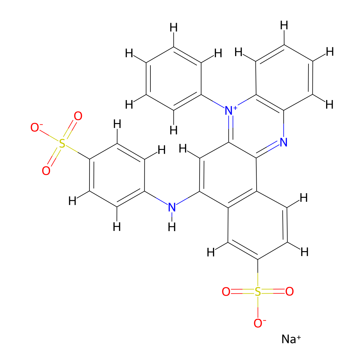 Benzo(a)phenazinium, 7-phenylsulfo-5-((4-sulfophenyl)amino)-, hydroxide, inner salt, monosodium salt molecular structure, CAS 25641-18-3