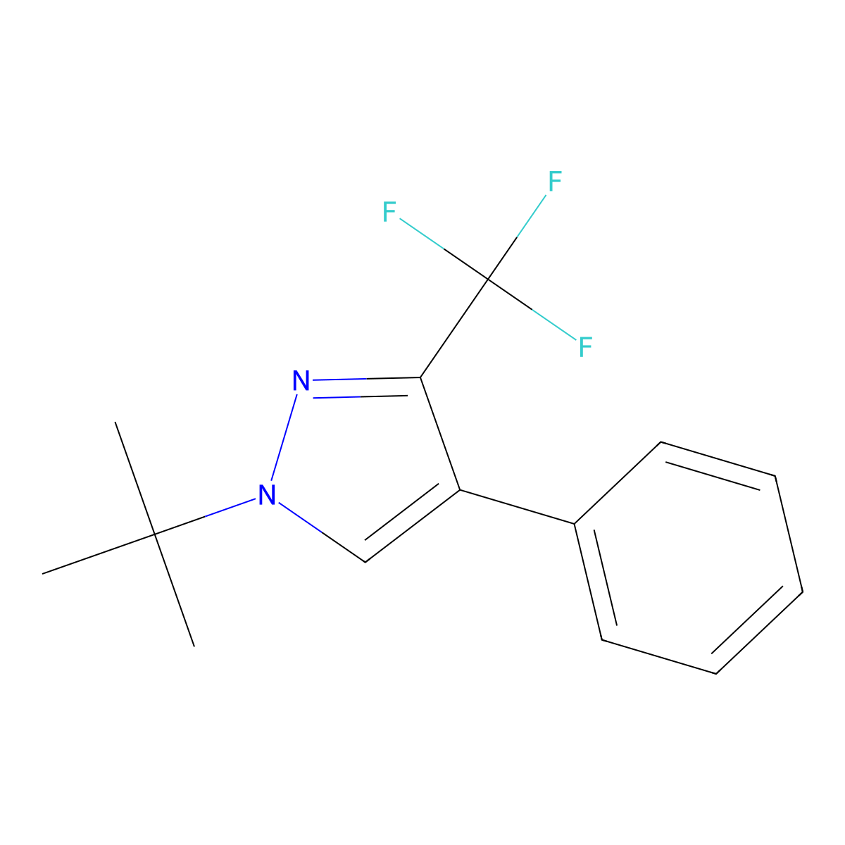 1-(tert-Butyl)-4-phenyl-3-(trifluoromethyl)-1H-pyrazole molecular structure, CAS 256414-73-0