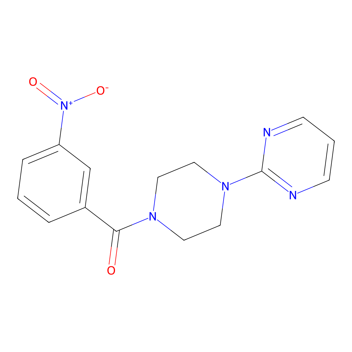 (3-Nitrophenyl)(4-(2-pyrimidinyl)-1-piperazinyl)methanone molecular structure, CAS 256417-27-3
