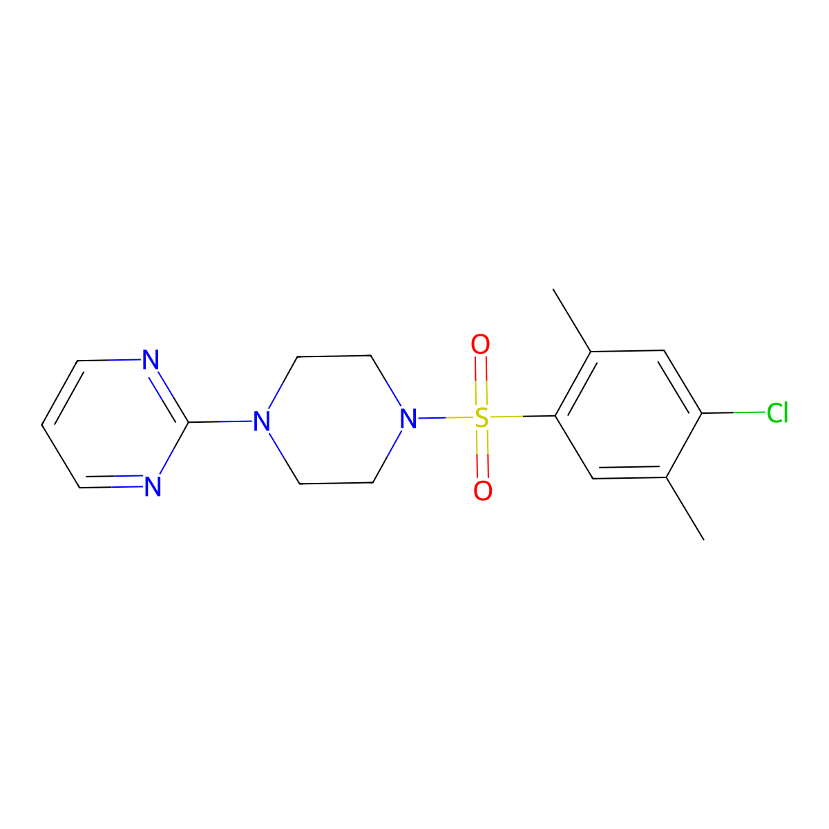 4-Chloro-2,5-dimethyl-1-[(4-pyrimidin-2-ylpiperazinyl)sulfonyl]benzene molecular structure, CAS 256417-28-4